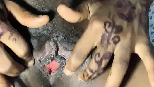 Ateşli zenci bebek önden ve arkadan görünüm bakış açısı yakın çekim