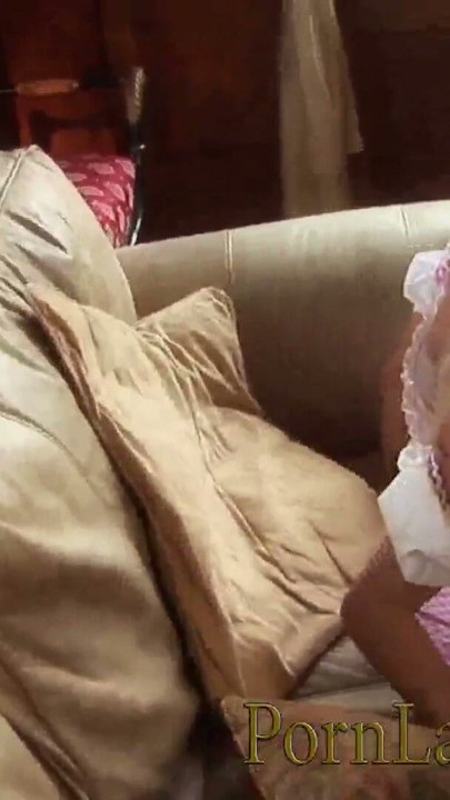Fucking a blonde princess in pink - upskirt on a couch | Clip 1