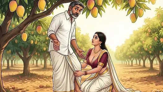 Mango-erntebesitzer bekommt frische Mango auf seinem bauernhof