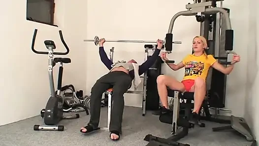 Old pig hitting on a teenager in a gym