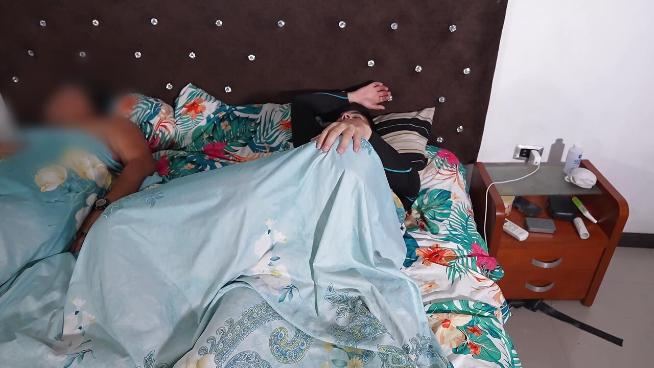 Stepmom's Secret Creampie Comfort in Bed Beside Hubby
