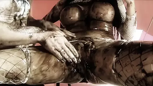 Big-boobed brunette Jodi James gets covered in chocolate to suck and fuck