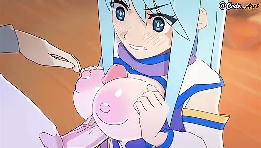 Aqua challenges kazuma and gets fucked