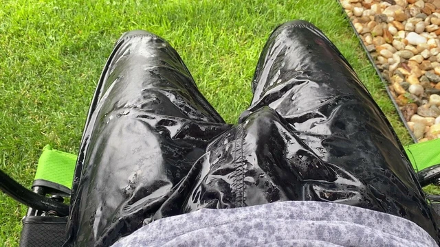 Sitting in the rain wearing Nike nylon pants