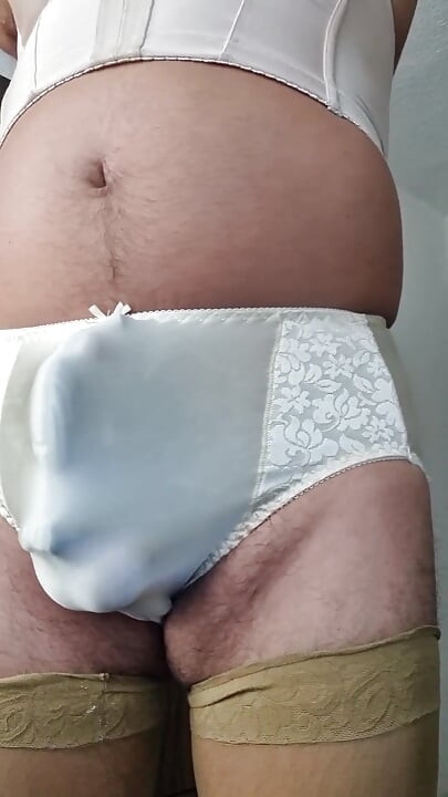 Sissy Orgasm Without Hands, with the Help of Two Vibration Devices, Using My Nylon Panties