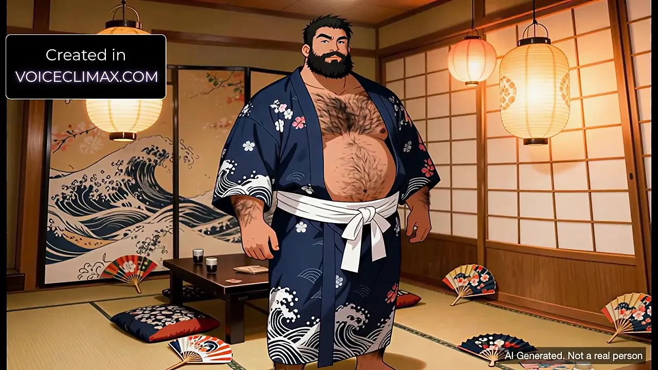 Bara Animation – Bear Takeshi in Japanese clothes – Yaoi JOI Erotic audio for Men