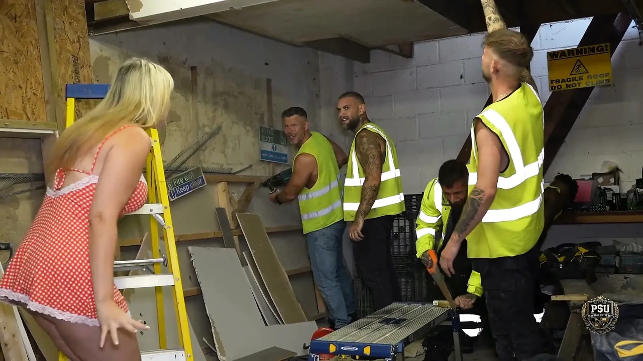 On-site Gangbang Erin Moore Takes on the Builders Part 1