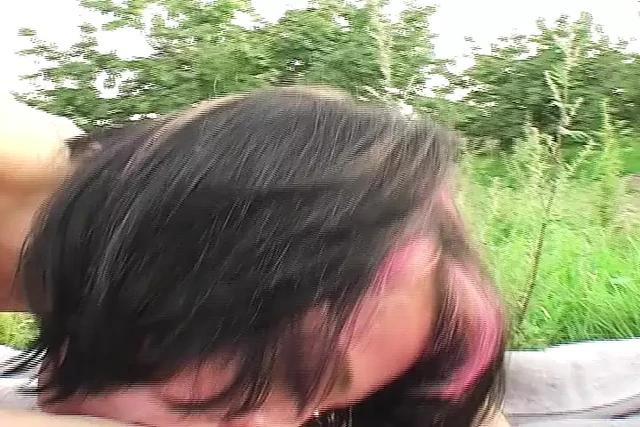 Hard cock dude fucking a slim German teen outdoors