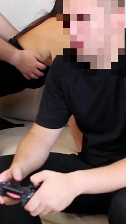 Iconic moment from "Wife sucks husband's friend while he plays playstation. Threesome. Wife share. Cuckold. Part 1. Ep 1810"