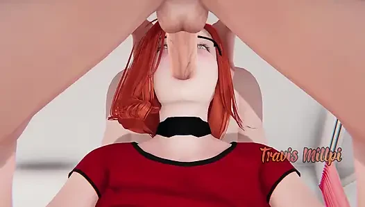 Kızıl saçlı güzel kadın bir profesyonel gibi çifte!