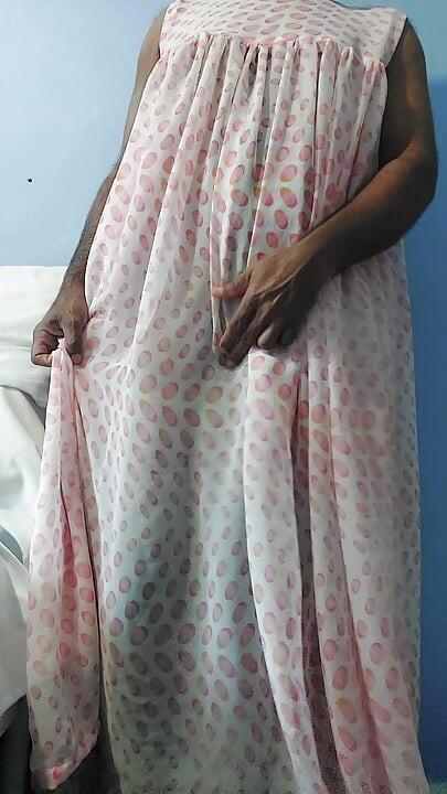 I'm masterbating and cum wearing a Silk Seethrough Night Gawun