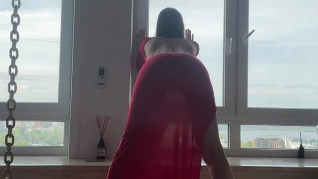 sexy hot yoga in red long dress