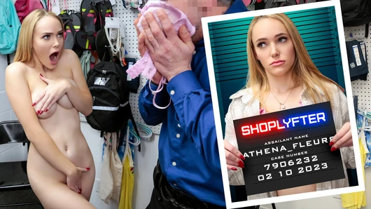 Cute Blonde Athena Fleurs Gaggs On LP Officer's Cock To Avoid Troubles With The Law - Shoplyfter