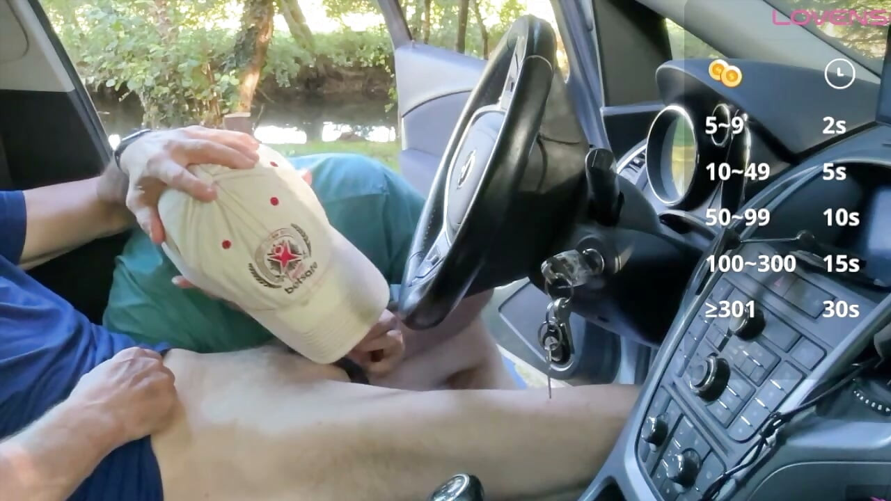 Car Cock Stroke Turns into Sloppy Blowjob
