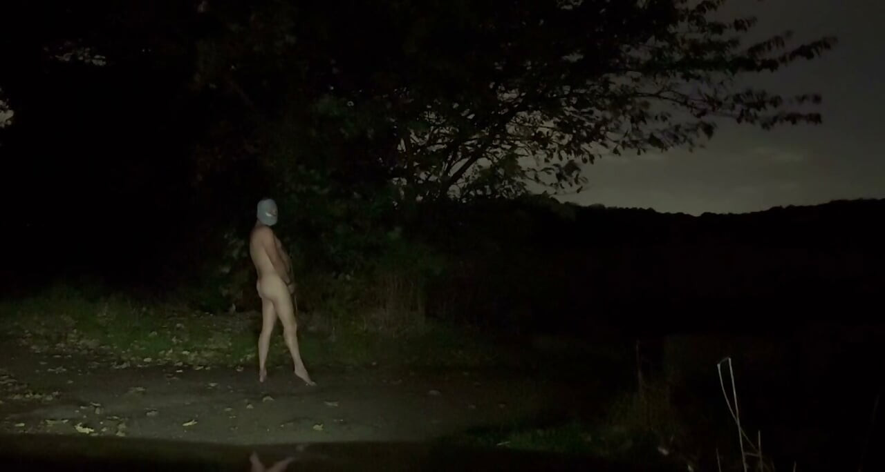 Wanking for traffic with nothing but a balaclava on