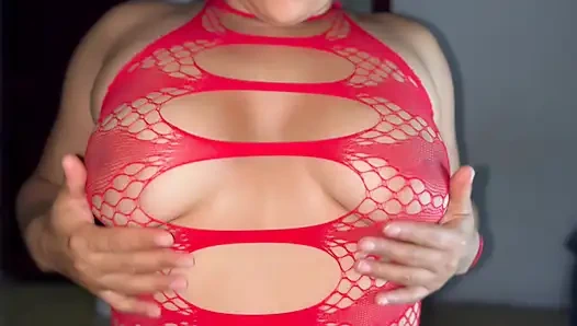 Busty squeezes my milk without using her hands! Real Landlord