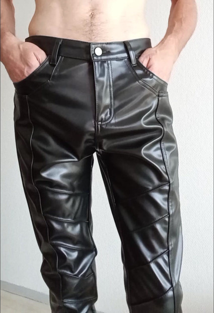 Faux leather trousers