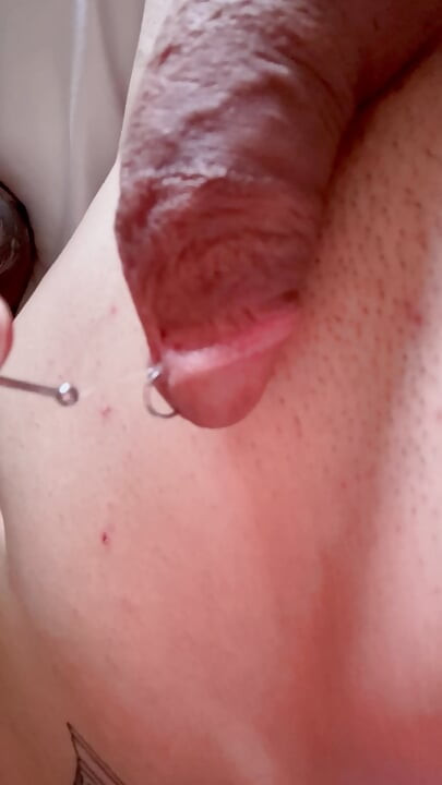 Inserting my small ring into my sticky wet hole