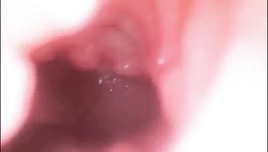 Тройной кримпай. Камера внутри киски показывает хуй, кончающий внутри киски