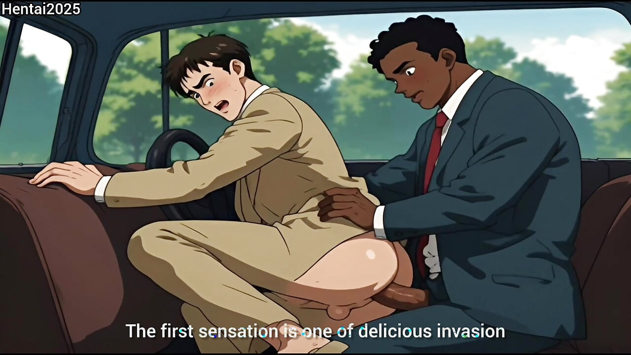 Sexo interracial en el coche, compilación de dibujos animados hentai animación