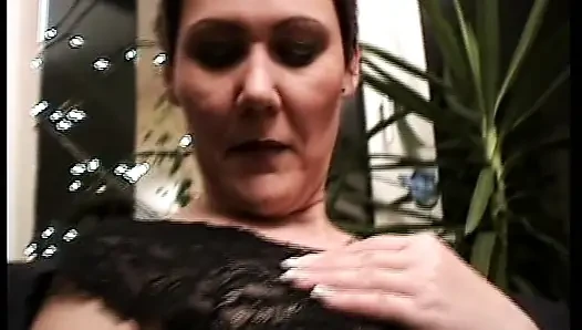 Dirty German slut shaves her twat in solo scene