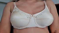 34C Ptex nylon nude bra, caressing bouncing boobs