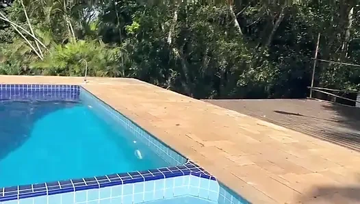 I Made My Dream Come True I Swam Naked in My Neighbor's Pool Then I Gave Him My Tasty Pussy