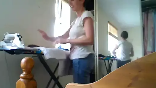 British girl rips a few farts whilst doing the ironing