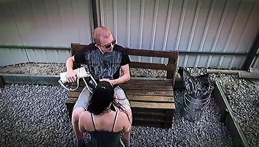 Hardcore public sex outdoors: a couple in the park