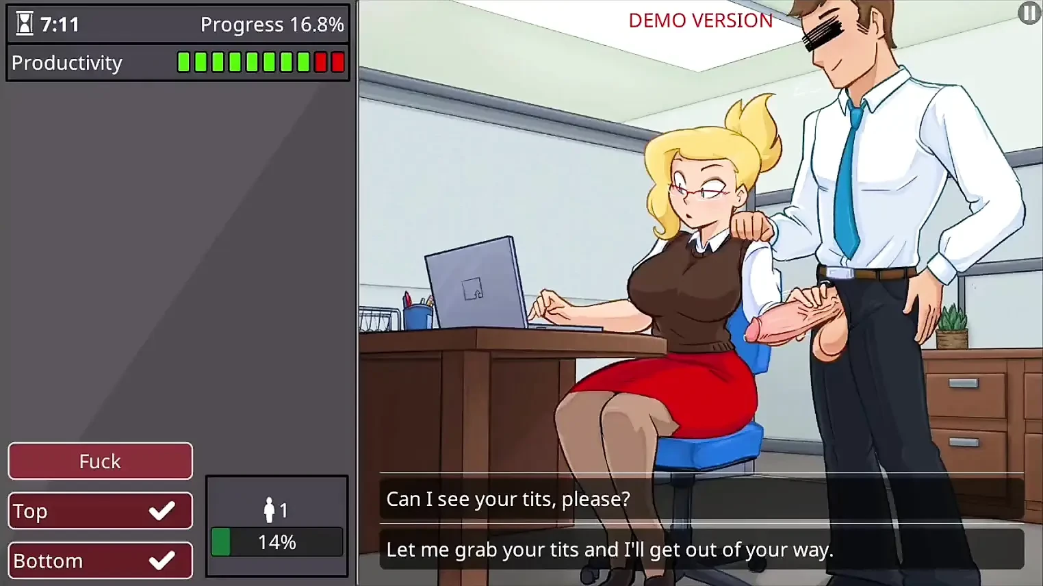 Office girl with big boobs and big ass barely working