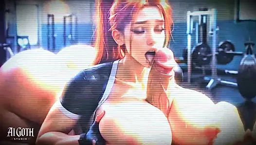 Terli kızıl saçlı sürtük: sert spor salonunda seks ve gırtlağına kadar alma egzersizi (4k ai)