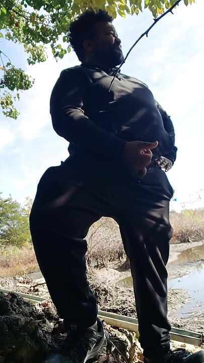 Black Daddy Strokes & Cums in Broad Daylight