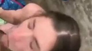 Busty White Girl Sucks Dick Outside