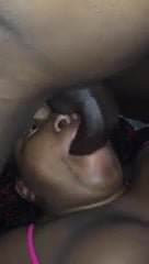 Awkward angle blowjob