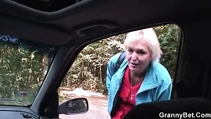 He picks up and fucks old bitch outdoors