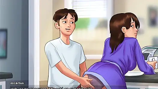 Stepmom confesses her wet feelings to her stepson and they end up making love in the living room - Summertime Saga