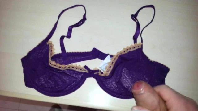 Cum on purple bra