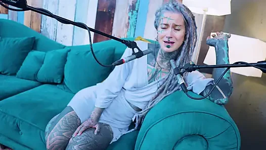 I talk about M - Music - ASMR podcast SFW talking goth skinny girl dreadlocks tattoo model inked girl