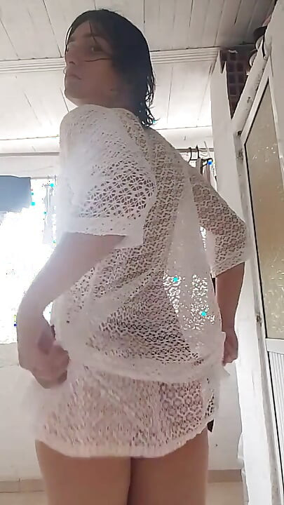 Beautiful Femboy Walks Around His House Naked and Hairless, Playing with His Cock and Masturbating His Anus