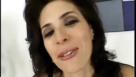 Brunette MILF loves sucking stiff cock on her knees