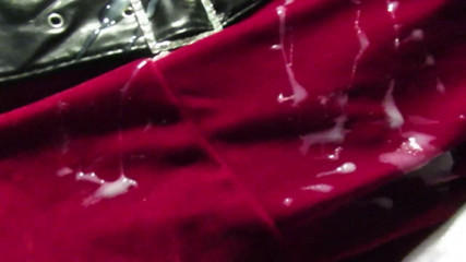 Naughty Velvet Christmas Santa Lingerie gets Cum Blasted