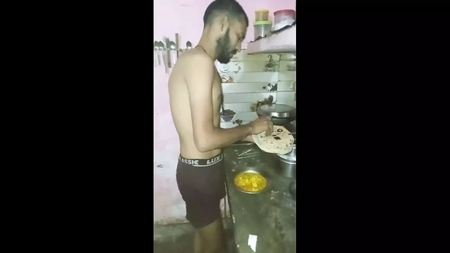 Sexy boy cooking food in underwear. Boy look is very pretty and sexy. New boy xxx