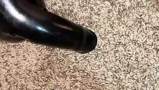 Latex Sheath Masturbation with a Massage Gun