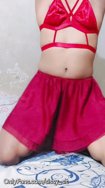 Powerful moment from "Sissy simran sexy dance in red lingerie"