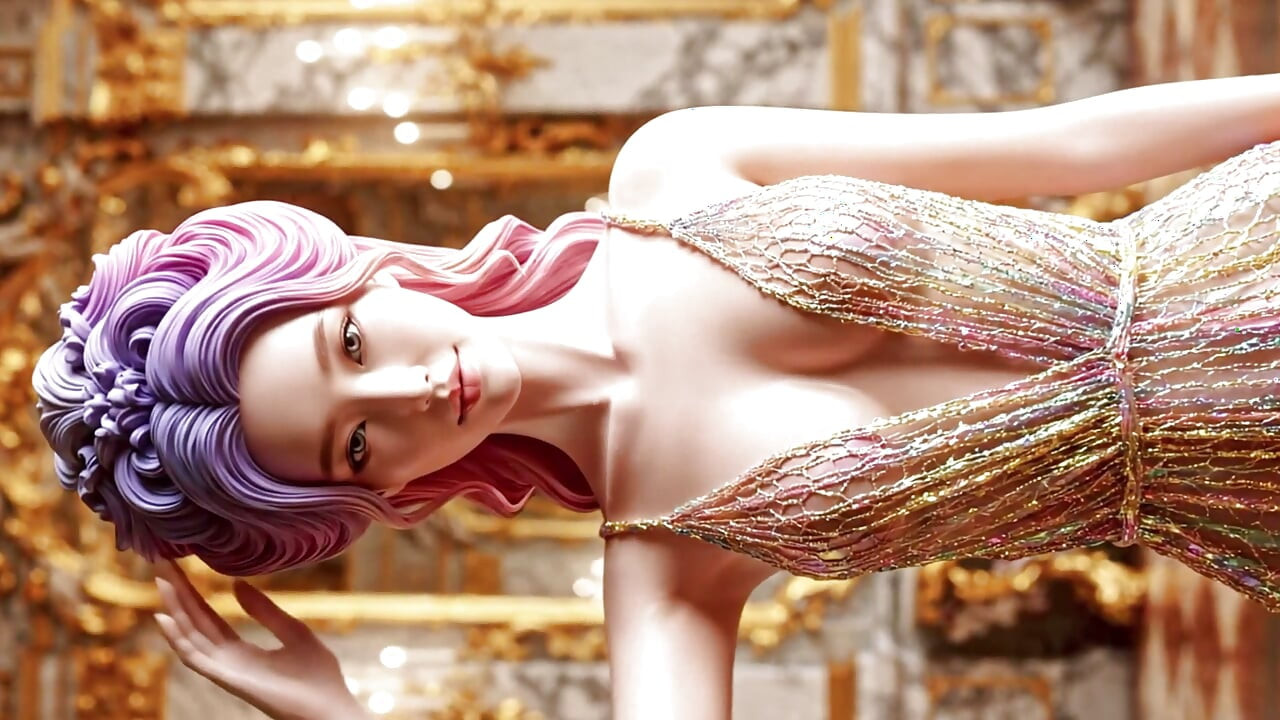 The Joy of Beautiful Girls Presenting Sheer Fashion: Radiant Jewels 3D AI-Generated