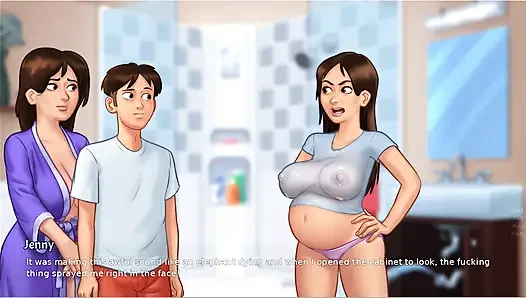 Yaz mevsimi efsanesi - oyun - rol yapma - ıslak gömlekli hamile genç kız ve genç kızın fotoğraf çekimi