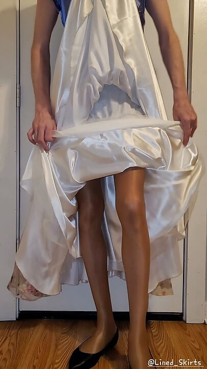 Slippery smooth satin layers underneath my skirt