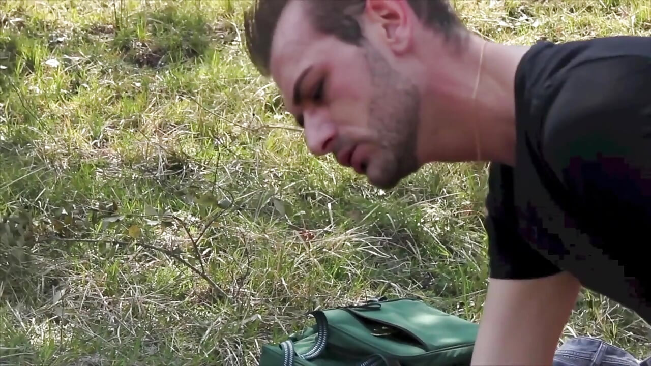 Klein homopaar bedrijft de liefde op vers gras