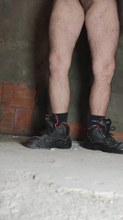 Work boots  relax on construction site