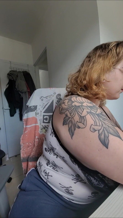 huge tits goth GF smokes and blow smoke on your face | Clip 1